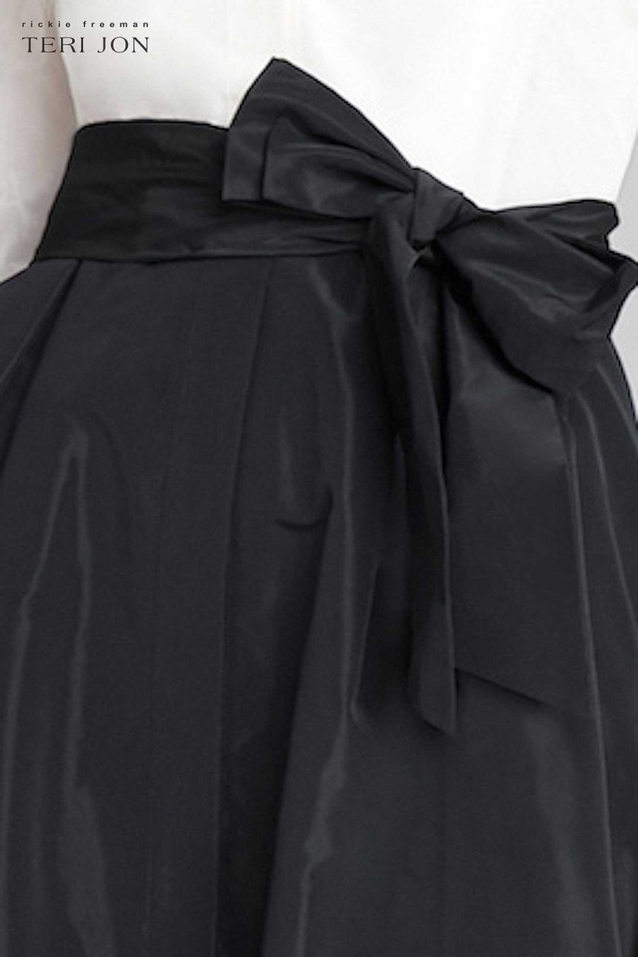 Clothing Teri Jon | 3/4 Sleeve Taffeta Shirt Waist Color Block Gown Black And White