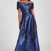 Clothing Teri Jon | Off Shoulder Textured Jacquard Gown