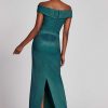 Clothing Teri Jon | Metallic Ribbed Jacquard Off Shoulder Gown