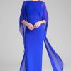 Clothing Teri Jon | Scuba Gown With Chiffon Cape