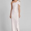 Clothing Teri Jon | Metallic Jacquard One Shoulder Side Drape Column Gown