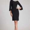 Clothing Teri Jon | Crepe Sheath Dress With Pearl Neckline