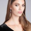 Accessories Teri Jon | Crystal And Stone Drop Earrings Red