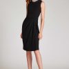 Clothing Teri Jon | Pearl Trim Crepe Side Draped Dress Black