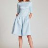 Clothing Teri Jon | Metallic Jacquard Cocktail Dress Powder Blue