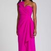 Clothing Teri Jon | Stretch Crepe Side Drape Gown