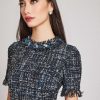 Clothing Teri Jon | Tweed Sheath Dress With Bead Trim Black Multi