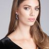 Accessories Teri Jon | Crystal And Stone Drop Earrings Blue