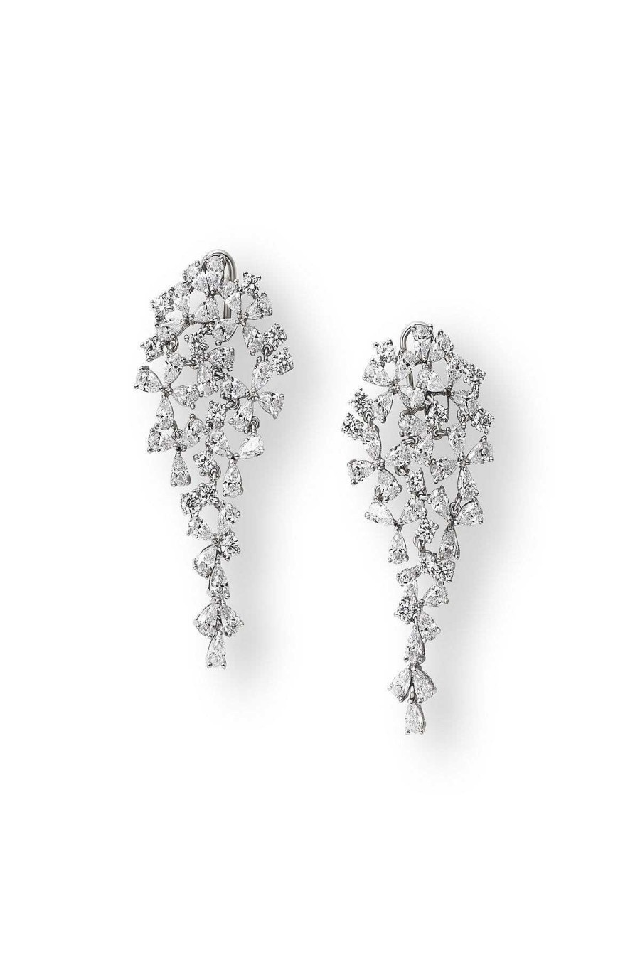 Accessories Teri Jon | Crystal Cluster Drop Earrings Silver