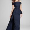 Clothing Teri Jon | Jacquard Off Shoulder Side Drape Overlay Gown