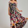 Clothing Teri Jon | Off The Shoulder Floral Appliqued Lace High Low Dress Black Multi