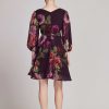 Clothing Teri Jon | Chiffon Floral Print V Neckline Empire Aline Dress Plum Multi