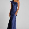 Clothing Teri Jon | One Shoulder Pleat Draped Stretch Taffeta Gown