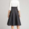 Clothing Teri Jon | Color Block Taffeta Shirtdress Black And White