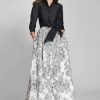 Clothing Teri Jon | Taffeta Shirt Gown With Black And White Skirt Black/White