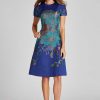 Clothing Teri Jon | Border Pattern Fit And Flare Jacquard Dress