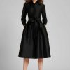 Clothing Teri Jon | Taffeta Eyelet Collar And Sleeve Shirt Dress