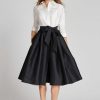 Clothing Teri Jon | Taffeta Eyelet Top Shirt Dress White Black