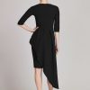 Clothing Teri Jon | Crepe Asymmetrical Peplum Dress Black