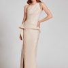 Clothing Teri Jon | One Shoulder Stretch Jacquard Asymmetrical Gown Gold