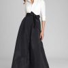 Clothing Teri Jon | 3/4 Sleeve Taffeta Shirt Waist Color Block Gown Black And White