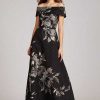 Clothing Teri Jon | Large Floral Pattern Jacquard Off The Shoulder Gown