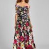 Clothing Teri Jon | Off The Shoulder Elbow Sleeve Floral Appliqued Gown Black Multi