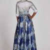 Clothing Teri Jon | Taffeta Shirt Gown With Abstract Organza Skirt Silver Multi