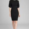 Clothing Teri Jon | Short Sleeve Pearl Trim Crepe Sheath Dress