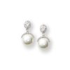 Accessories Teri Jon | Pearl Drop Earrings With Diamonds Ivory/Silver