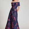 Clothing Teri Jon | Off Shoulder Metallic Jacquard A Line Skirt Gown