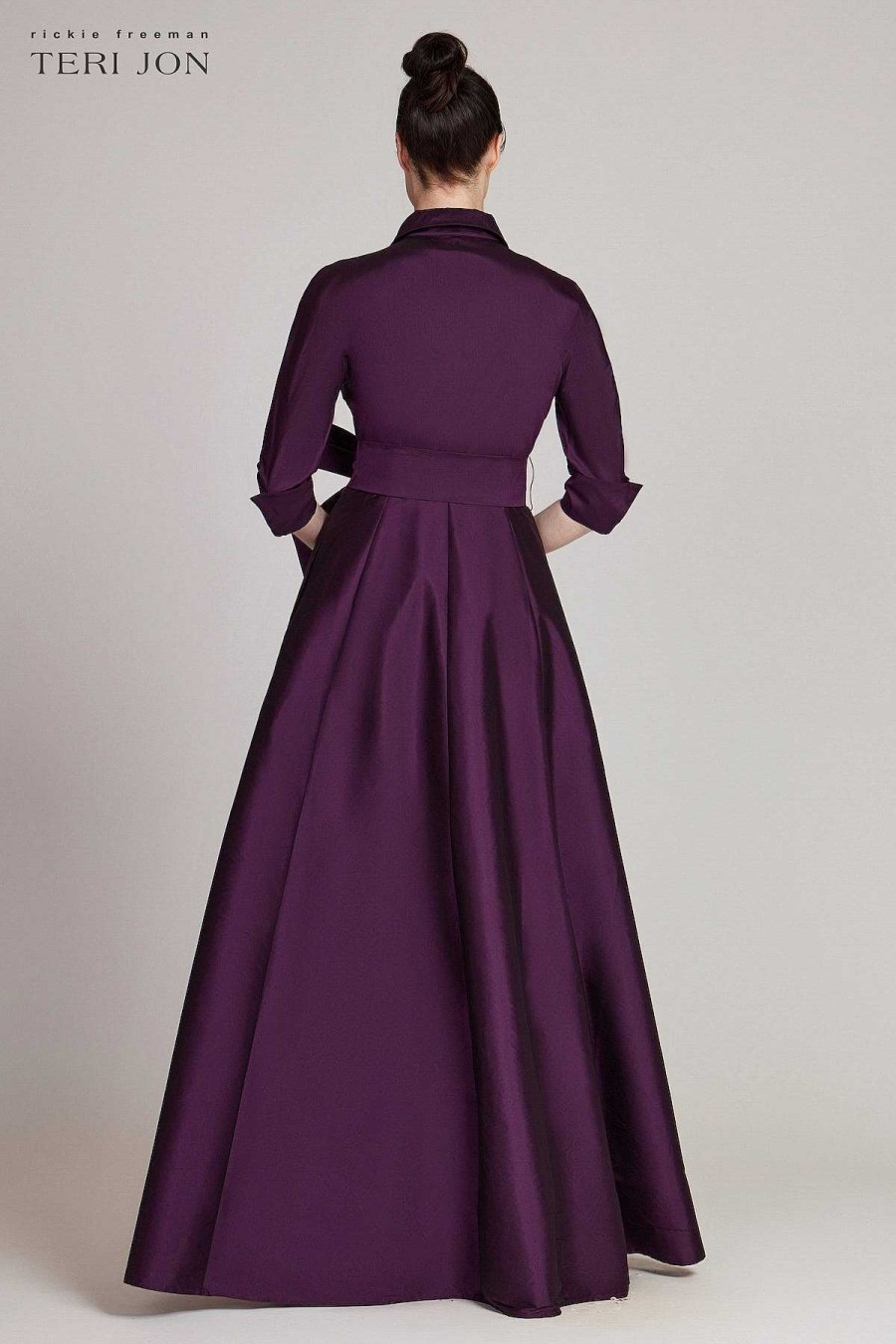 Clothing Teri Jon | Taffeta Shirt Waist Gown