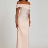 Clothing Teri Jon | Metallic Ribbed Jacquard Off Shoulder Gown