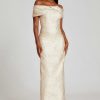 Clothing Teri Jon | Jacquard Off Shoulder Portrait Column Gown