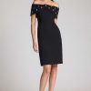 Clothing Teri Jon | Crepe Off Shoulder Jewel Trim Portrait Dress Black