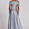 Clothing Teri Jon | Off The Shoulder Jacquard Gown Platinum