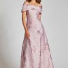 Clothing Teri Jon | Off Shoulder Metallic Jacquard A Line Skirt Gown