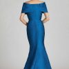 Clothing Teri Jon | Off Shoulder Bow Bodice Jacquard Mermaid Gown