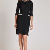 Clothing Teri Jon | Metallic Boucle Pearl Trim Cocktail Dress Black