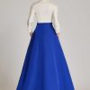 Clothing Teri Jon | Taffeta Shirt Gown With White Top And Bright Color Skirt