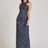 Clothing Teri Jon | Jacquard Column Gown Navy Gold