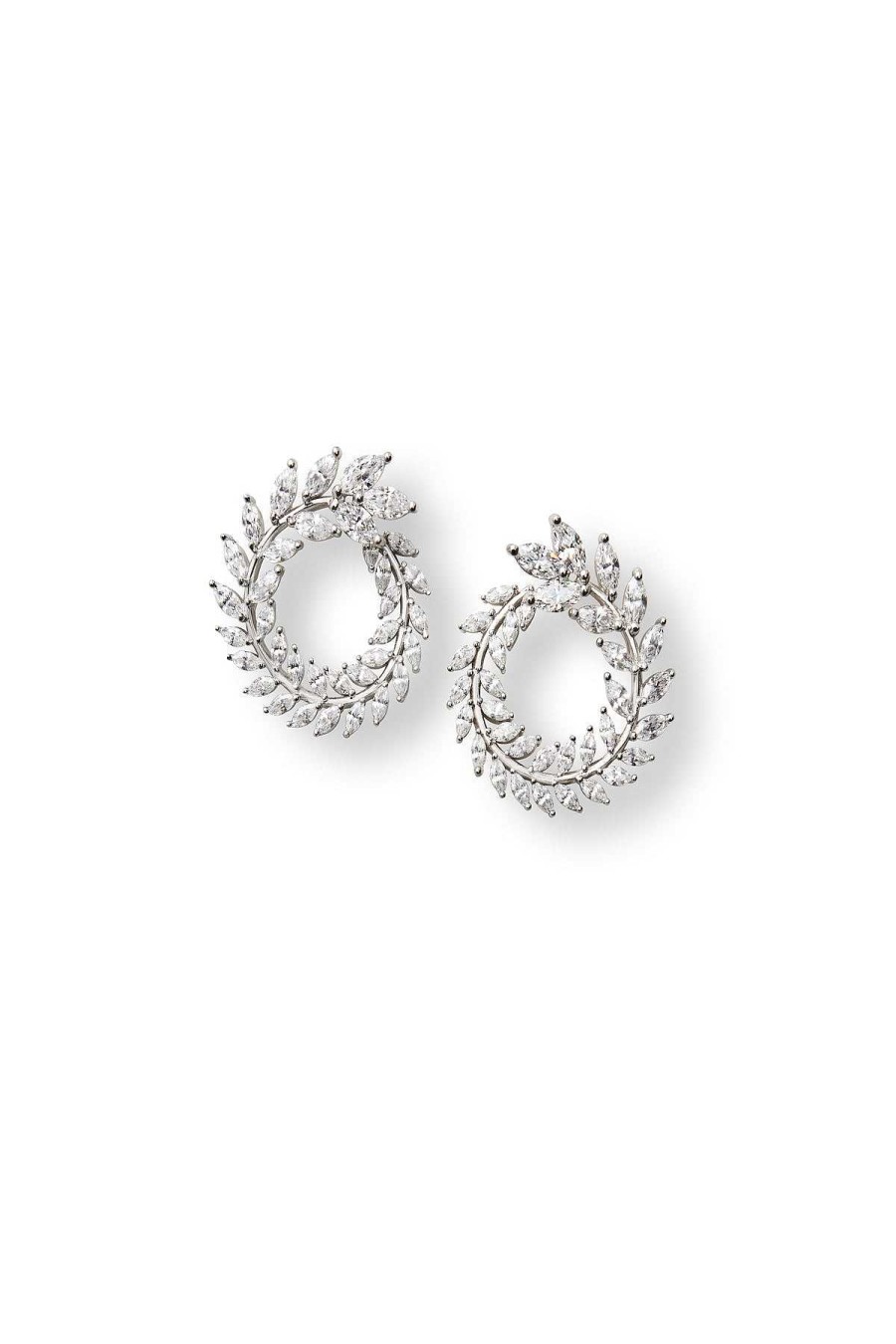 Accessories Teri Jon | Crystal Wreath Earrings Silver