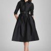 Clothing Teri Jon | 3/4 Sleeve Belted Taffeta Shirt Dress