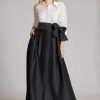 Clothing Teri Jon | Taffeta Eyelet Top Shirt Gown White Black