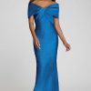 Clothing Teri Jon | Off Shoulder Bow Bodice Jacquard Mermaid Gown